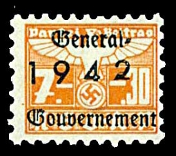 Nazi Party Dues 1942 "Generalgouvernment" Stamp 7 + .30 Marks